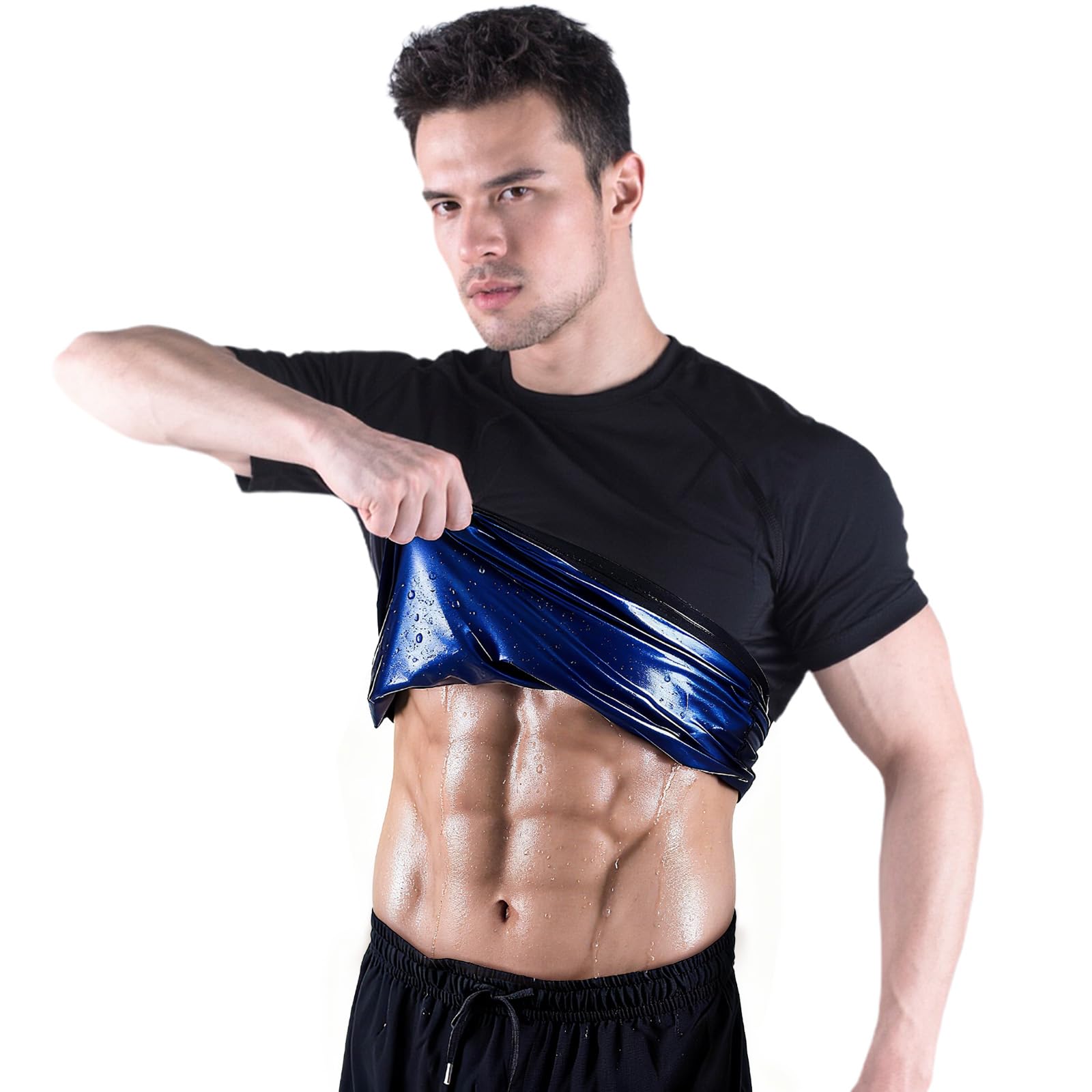 Sauna Sweat Suits Shirt Workout Gym Exercise Waist Trainer for Men-image-44
