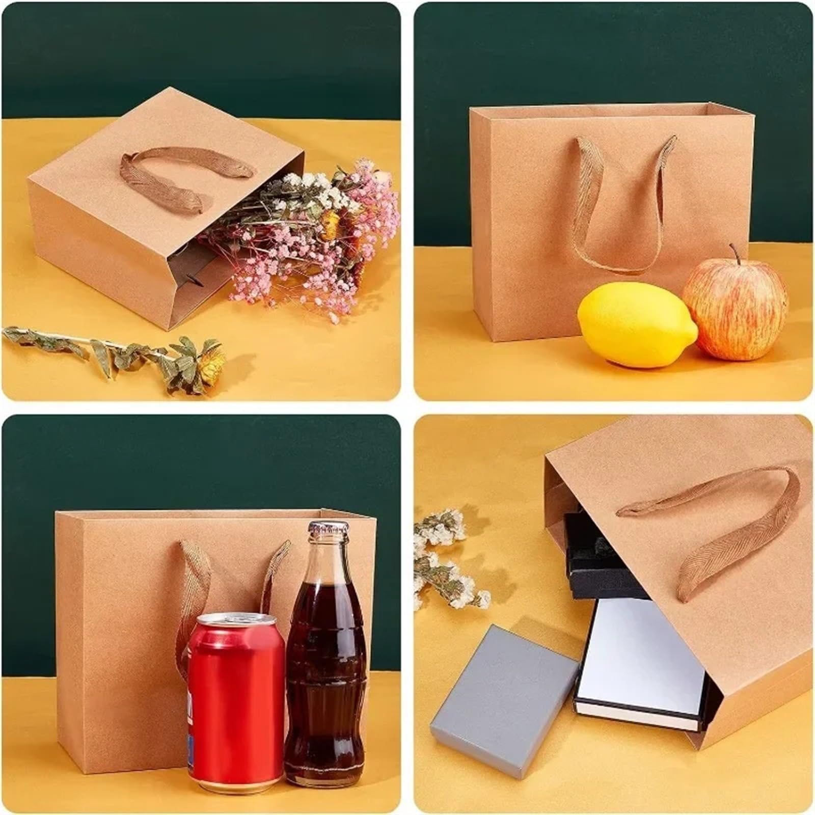 Sacchetti Carta Borse for la spesa in carta Kraft di con manici regalo for feste in(32x28x11.5cm 10pc)
