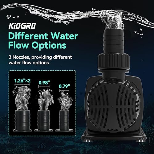 Miniatura 6 de Bomba de estanque 1587 GPH, bomba de agua sumergible de 55 W con 16.5 pies. Altura de elevación para piscina de estanque Koi, cascada, pecera,