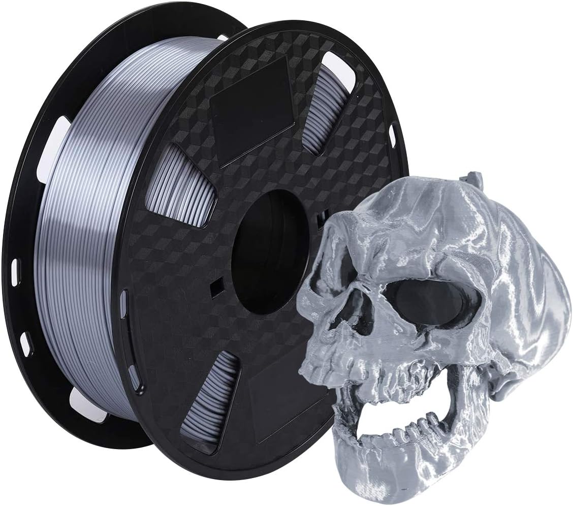 Kehuashina PLA Filament 1.75mm Diameter for 3D Printer - Shiny Metallic Luster Silk Silver Argent Silvery - 1kg(2.2LB) Silk Pla Spool (Like Real Silver) - 3D Printer Supplies Accessories