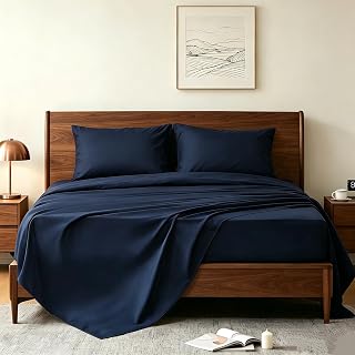 Queen Size 4 Piece Sheet Set - Hotel Luxury Bedding for Queen Size Bed - Soft and Breathable Bed Sheets Set - Deep Pocket Sheets,Wrinkle & Fade Resistant(Queen, Navy Blue) | Hotel Luxury Bed Sheets - Deep Pocket,Easy-Fit,Soft and Wrinkle Free Sheets - Oeko-Tex Bed Sheet Set (Navy Blue)