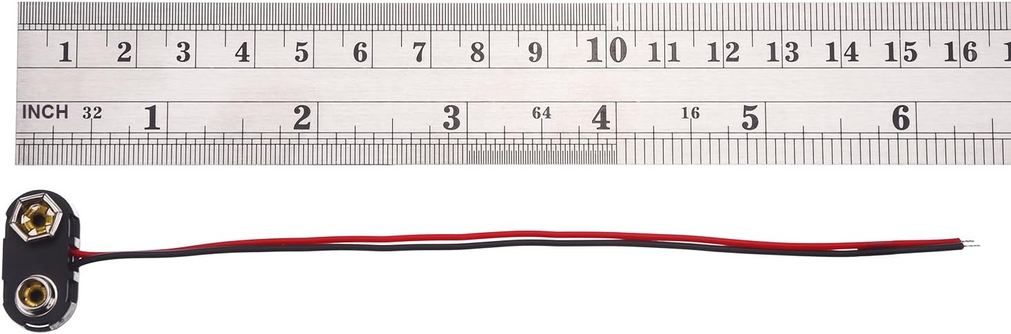 10 Pack T Type 9 V Battery Clip Connector Long Cable Connection Hard Shell Black Red Connector (T Type)