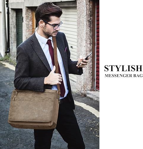 Miniatura 2 de Bolsas de mensajero para computadora portátil de 156 pulgadas resistente al agua bolsa de hombro Tocode de piel sintética bolsa cruzada Brifecase