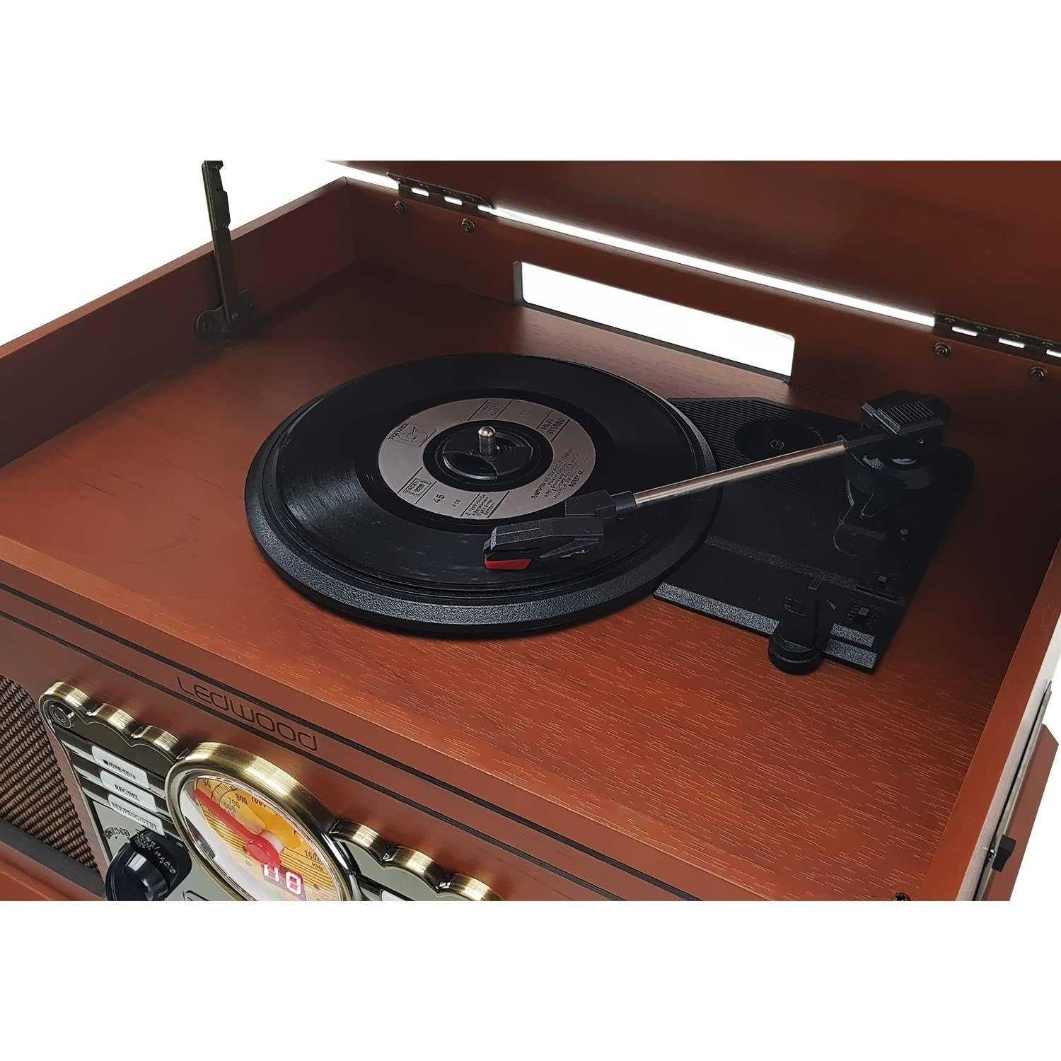 Chaine Stéréo Vintage Bois Ledwood - USB/BT/SD/FM/CD/Cassette/Vinyle 33-45 - 78 Tours