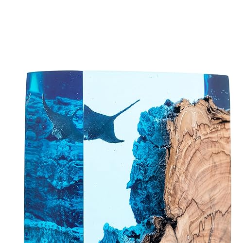 Miniatura 2 de Manta Ray Mystique Lamp, Ocean Night Light, Ocean Lamp, Resin Wood Lamp, Free Diving, Unique Gift Home Decor, Night Light Blue Ocean Miniature,