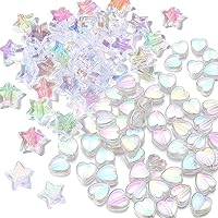 Vista 3 de 200 cuentas de corazón de acrílico AB para hacer joyas, lindas cuentas para collares, cuentas espaciadoras estéticas únicas, abalorios a granel