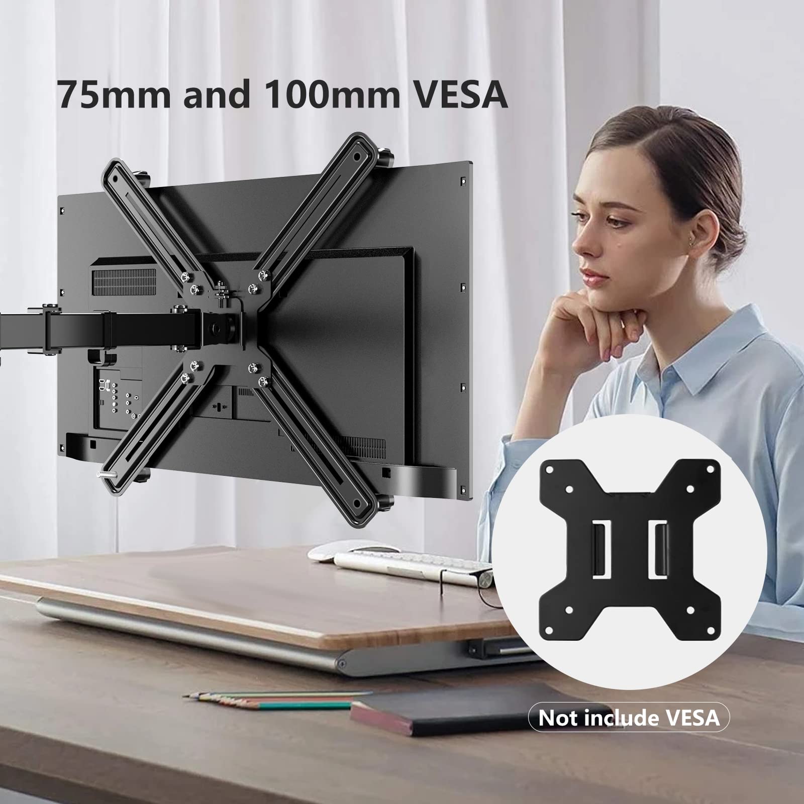 Kit de montaje de brazo adaptador de soporte de montaje VESA para pantalla de 13 a 27 pulgadas, 2.953 in o 3.937 in VESA 5