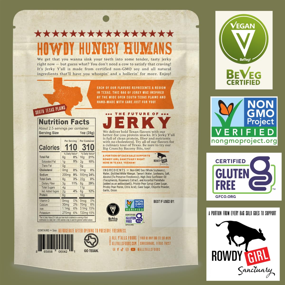 It's Jerky Y'all Plant Based Jerky CHIPOTLE | Beyond Tender and Tasty Vegan Snacks | Non-GMO, Gluten Free & Vegetarian (3 Pack)