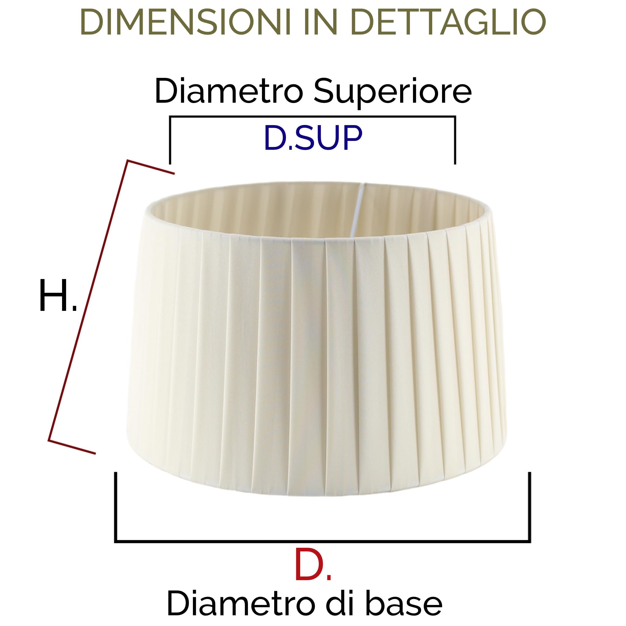 Paralume modello Smart per lampada in tessuto Plissettato Pongè Avorio - Artigianale, autentico Made in Italy (D.25 x D.Sup. 22 H.15 cm (ATTACCO E14))
