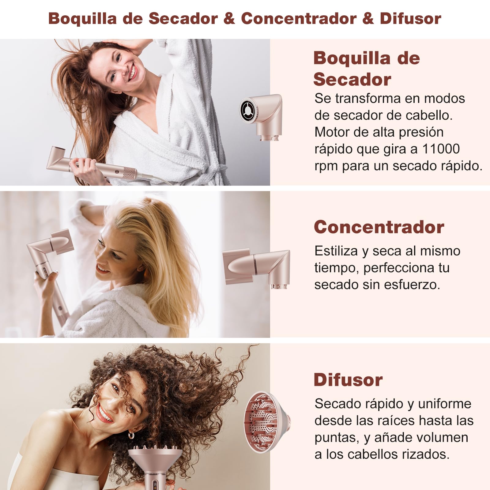 7MAGIC 7 en 1 Moldeador Pelo Aire, Cepillo Secador de Pelo Iónico, Rizador Automático, con Tecnología Coanda y Estuche de Viaje