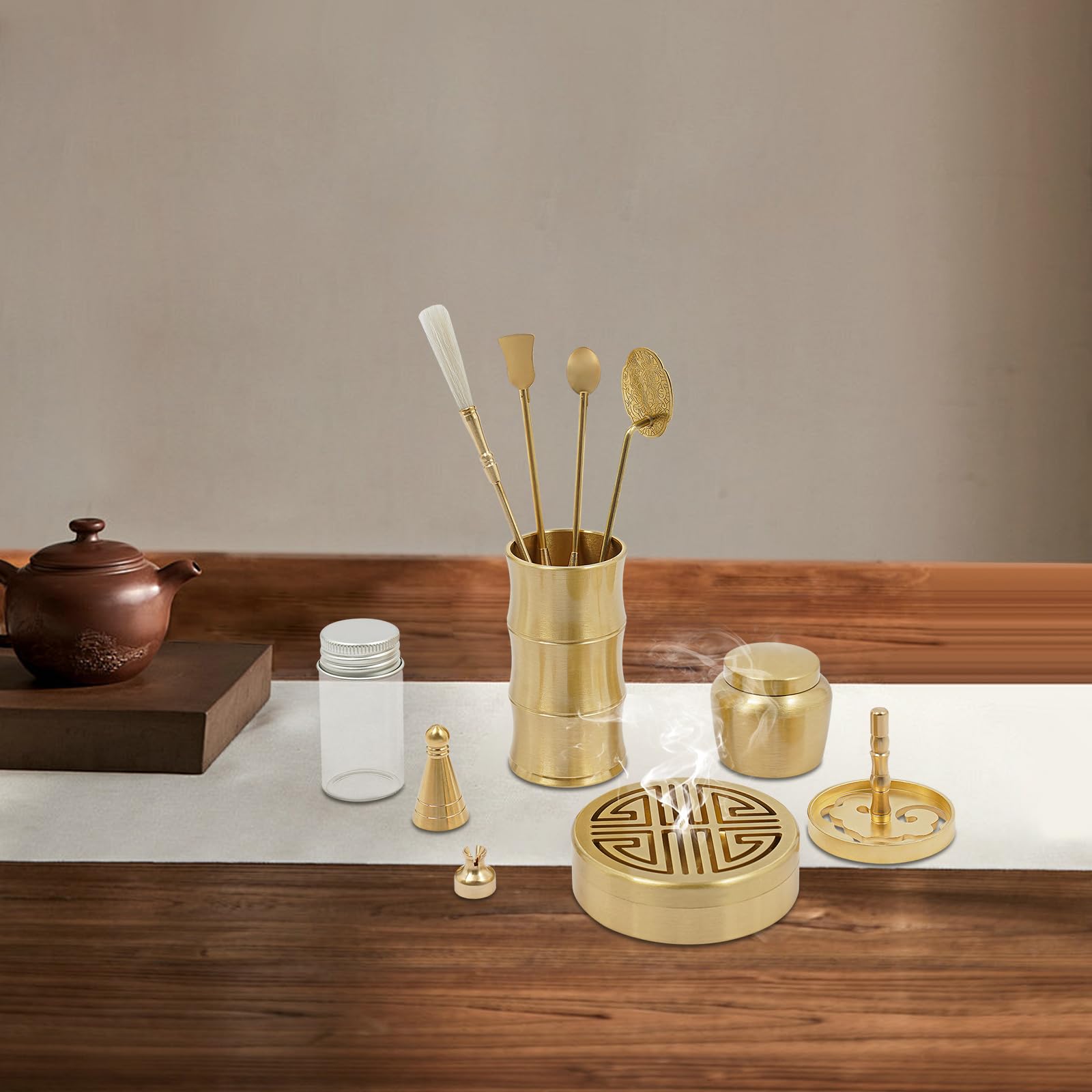 Set di bastoncini di incenso in ottone, per meditazione, lettura, lavoro e applicazioni SPA, oro, rilassati
