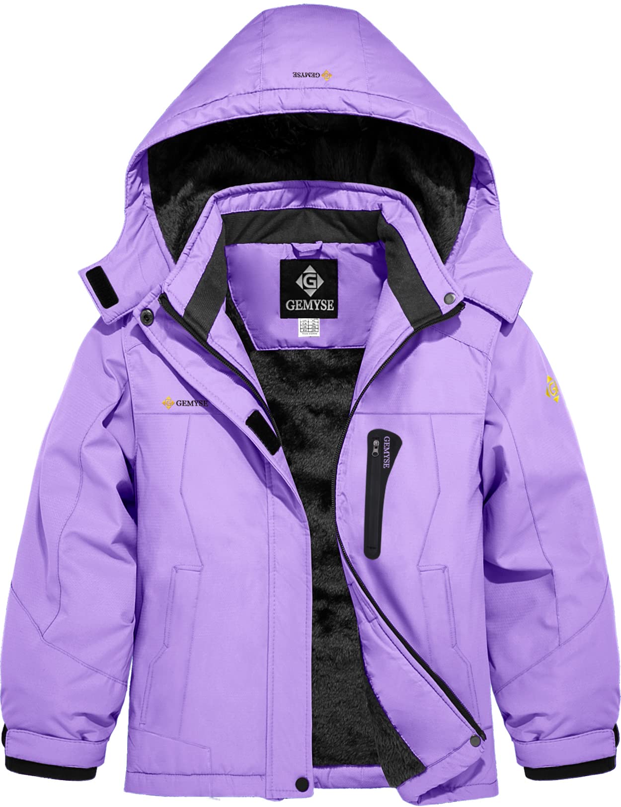 GEMYSE Girl's Waterproof Ski Snow Jacket Hooded Fleece Lined Windproof Winter Jacket