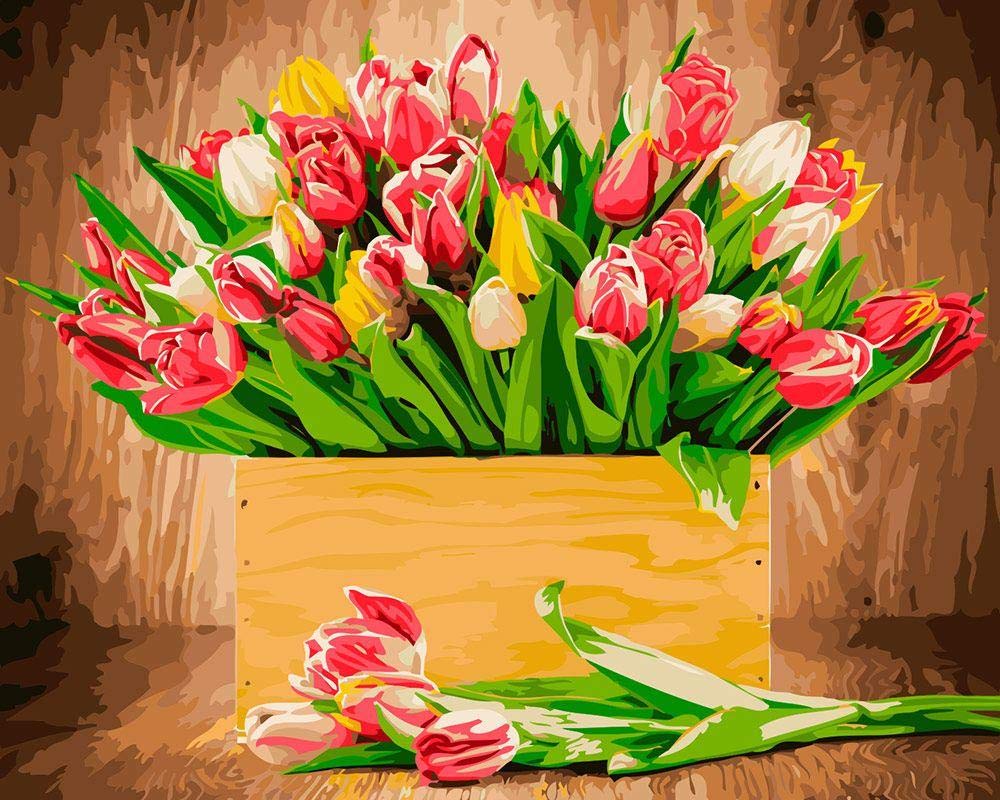 Kit canevas point de croix à offrir motif fleur de broderie 45x55cm