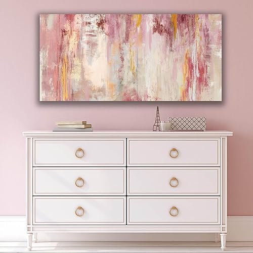 Miniatura 5 de Kureful Lienzo decorativo de pared rosa, pinturas abstractas, decoración de habitación para adolescentes y niñas, decoración artística de pared para