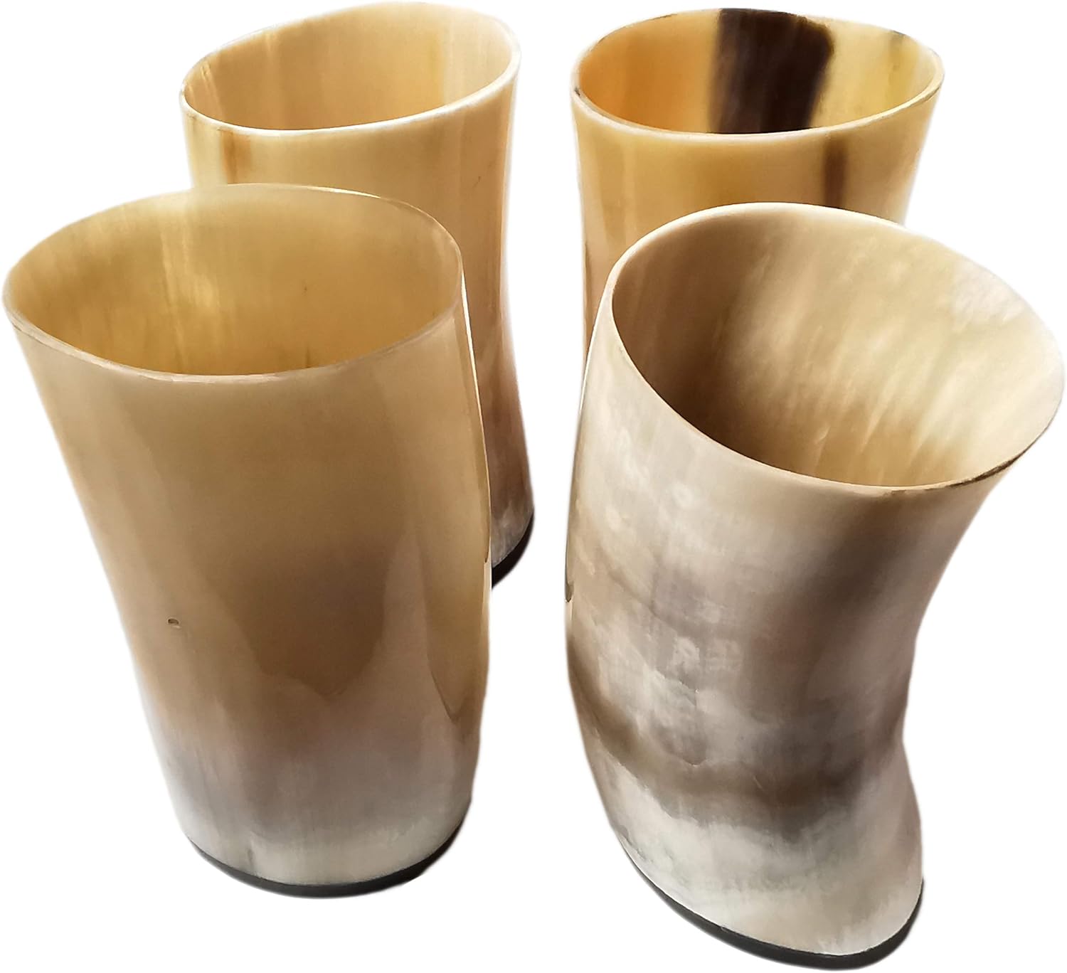 Mythrojan Original Viking Drinking Horn Mug 100% Authentic Beer Glass Set of 2, Natural Ox Horn Tumbler Norse Medieval Tankard Glass Cool Unqiue Tumbler Pack - 250ML