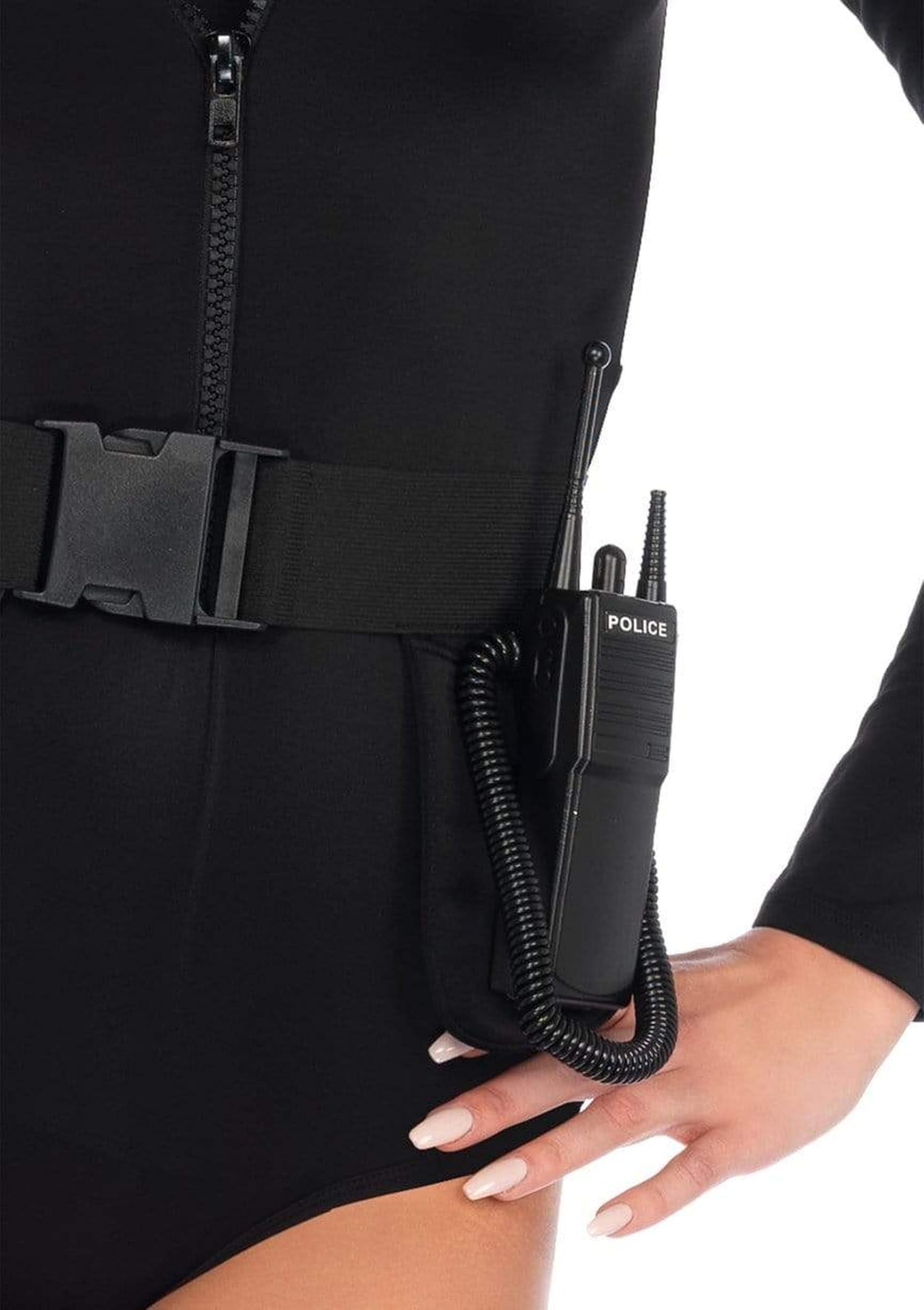 Leg Avenue 86683-00103 5 szt. Team Babe, body, pasek, podwiązka na nogi, zabawka Walkie Talkie i kapelusz, duże, czarne kostiumy dla dorosłych, wiele