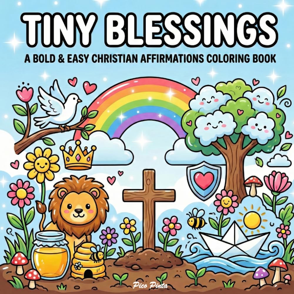 Tiny Blessings – A Bold & Easy Christian Affirmations Coloring Book: Simple and Cute Designs with Faith-Based Quotes for Stress Relief, Relaxation, and Praise