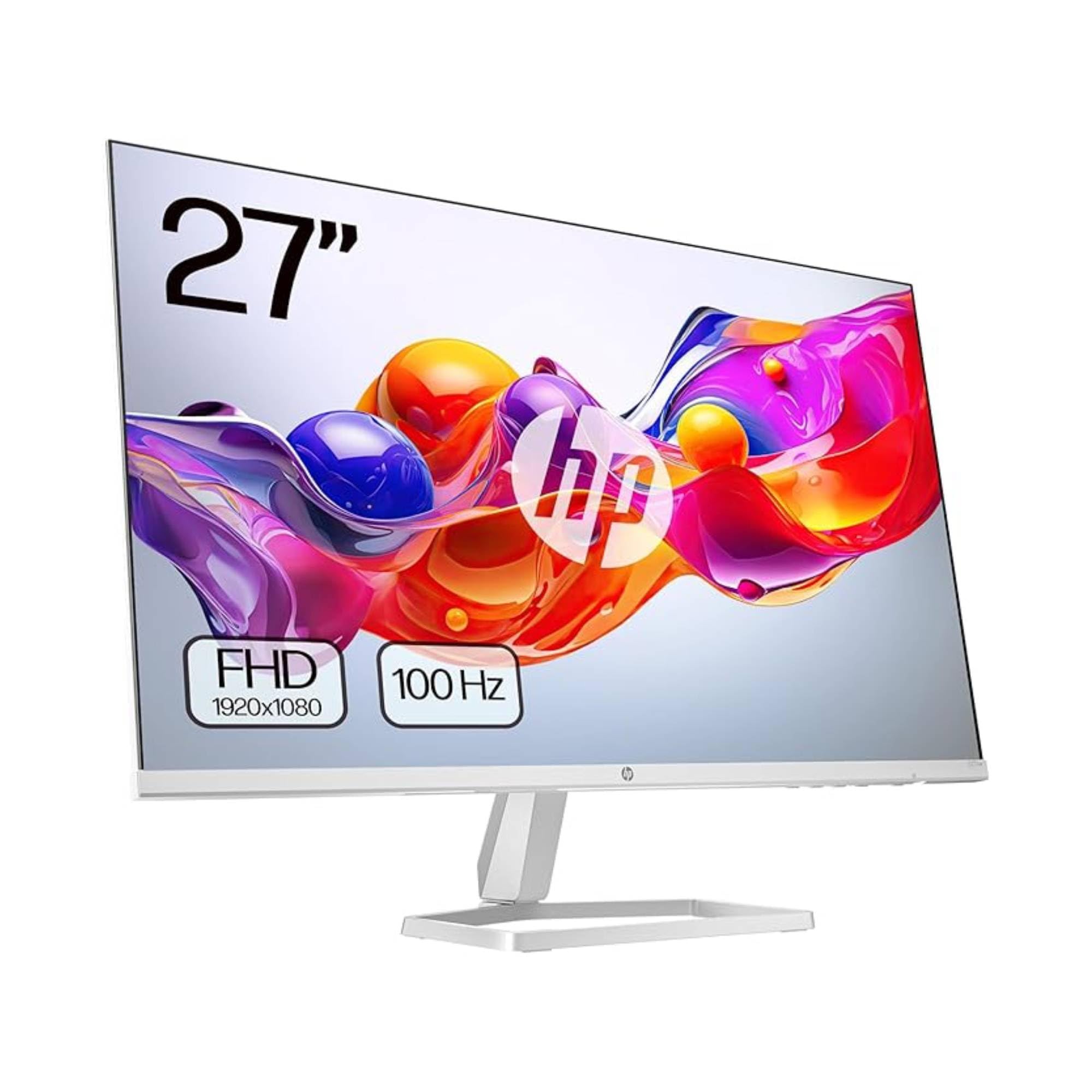 HP 527sw- Monitor de 27" FHD (1920x1080, IPS, 100 Hz, 5ms, 99% sRGB, 300 Nits, Contraste 1500:1) Blanco con Soporte Plateado