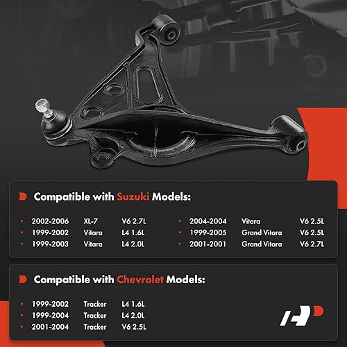 Miniatura 2 de A-Premium Brazo de control inferior delantero derecho, con rótula y buje, compatible con Suzuki Grand Vitara 1999-2005, XL-7 2002-2006, Vitara