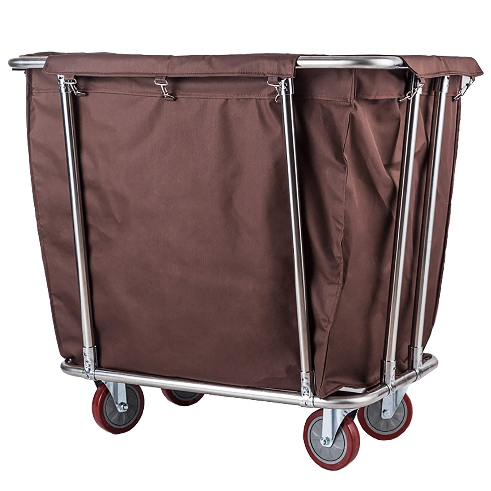 DFEDHF Housekeeping Hamper Laundry Sorter Cart with 5 Inch Wheels, Heavy Duty Rolling Trolley with Removable Bags, Stainless Steel Oxford Cloth