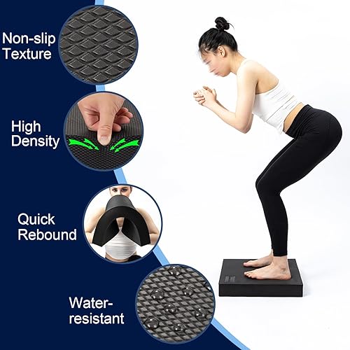 Miniatura 3 de StrongTek Almohadilla de equilibrio de espuma extra ancha para terapia física, 19 x 15.8 x 2.4 pulgadas, almohadilla de espuma TPE de alta densidad