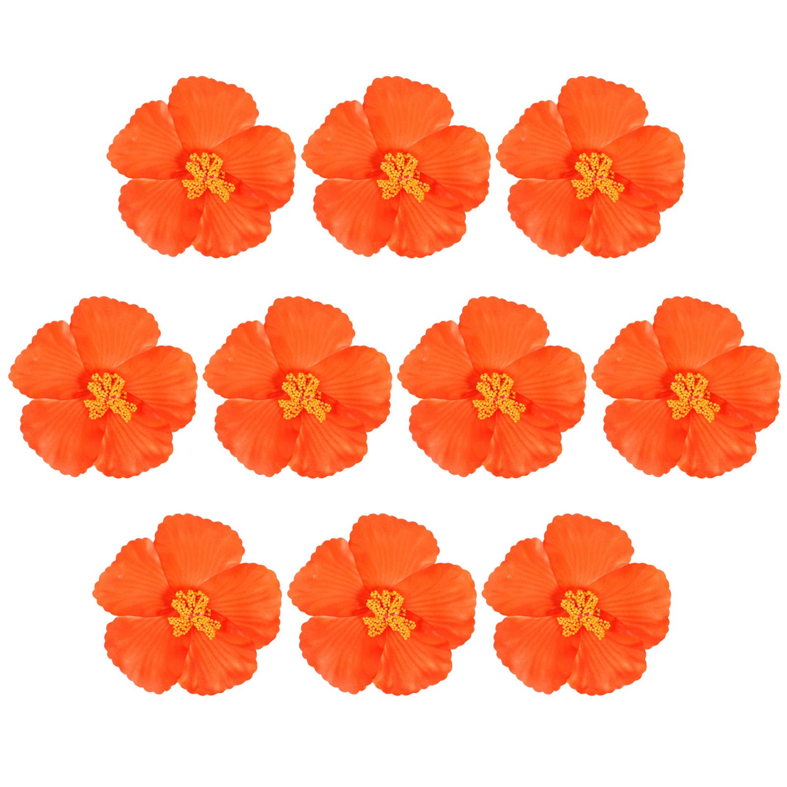 Fleurs hawaïennes artificielles pour décoration de fête tropicale et bricolage DIY orange