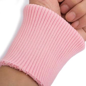 1 Pair Tubular Knit Stretchy Rib Cuffing Material Replacement for Sweatshirt Jacket Coat Sleeve Cuff Sewing DIY, Pink
