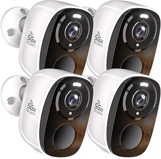 4pcs 5G/2.4G WiFi Security Cameras Wireless Outdoor,2K Battery Powered Home Indoor Camera with AI Motion Detection, Siren,Color Night Vision, 2-Way Talk, IP65 Waterproof, Works/Alexa, Cloud/SD