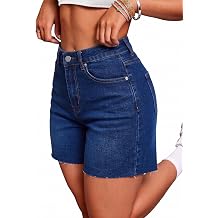 Bosmeer Jean Shorts for Women Casual Mid High-Waisted Stretchy Denim Shorts Raw Hem Summer Hot Jorts 2026