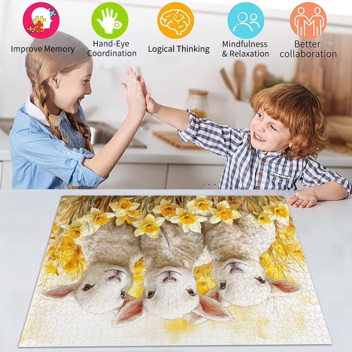 Puzzle Erwachsene 2000 Teile Schaf Tier Educa Jigsaw für Kinder ab 8 Jahren Mädchen Jungen, Erwachsene Impossible Klassische Puzzles Schwer, Anspruchsvoll Spielspaß, Als Familienspiel 70x99cm t-976