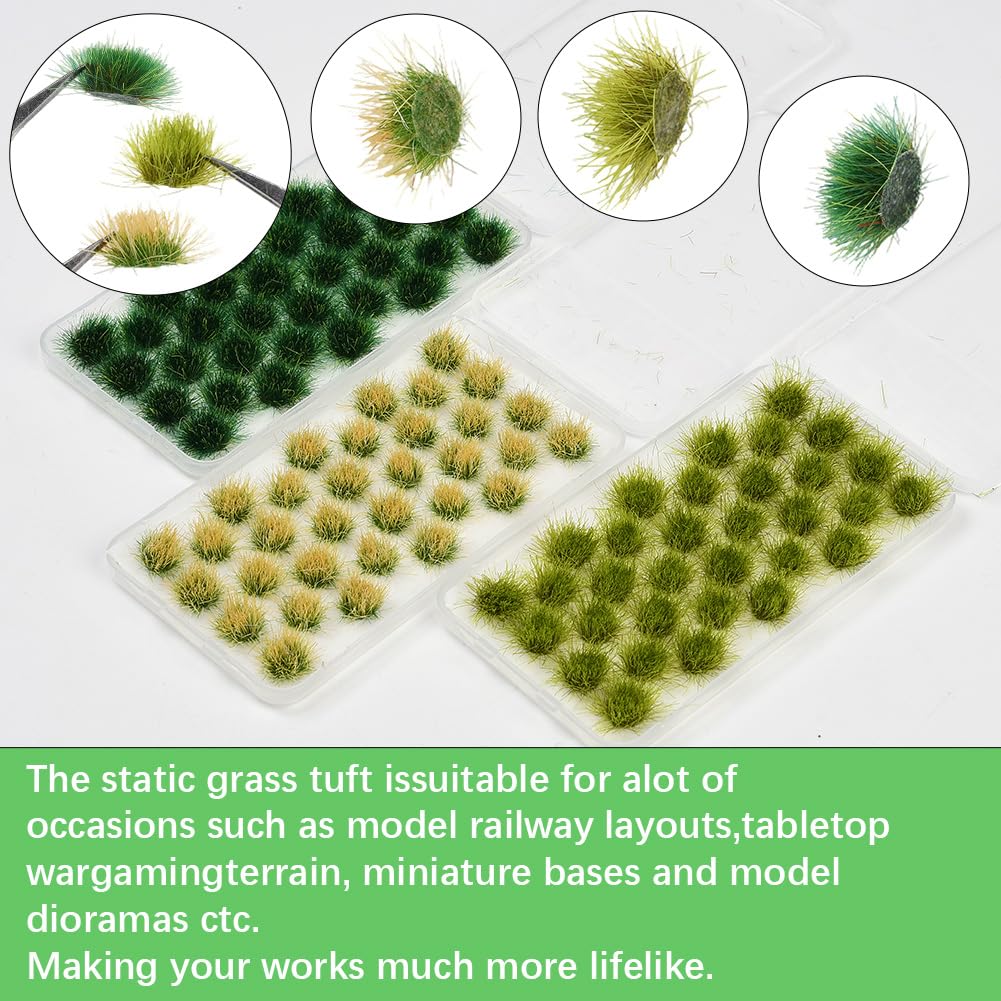 SOFPLATE 3 Box 96Pcs Landscape Tufts Model Train Grass Shrubs Plastic Bush Miniature Layout Scenery Static Green Diorama Table Wargaming Vegetation Diorama Set for DIY Decoration Crafting Supplies - Image 3