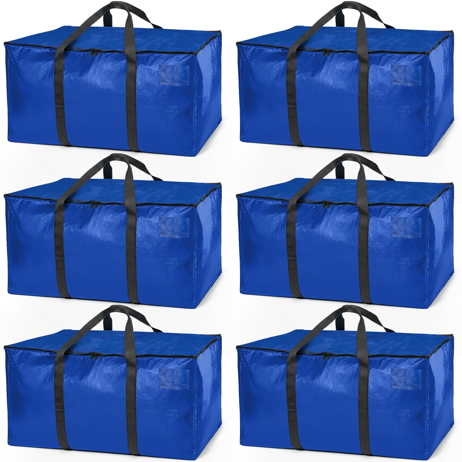 Heavy Duty Moving Boxes or Storage Bags – Storage Bins with Lids, Large Moving Bags with Backpack Straps & Handles – Moving Supplies for College Dorm or Christmas Decorations, 6 Pack