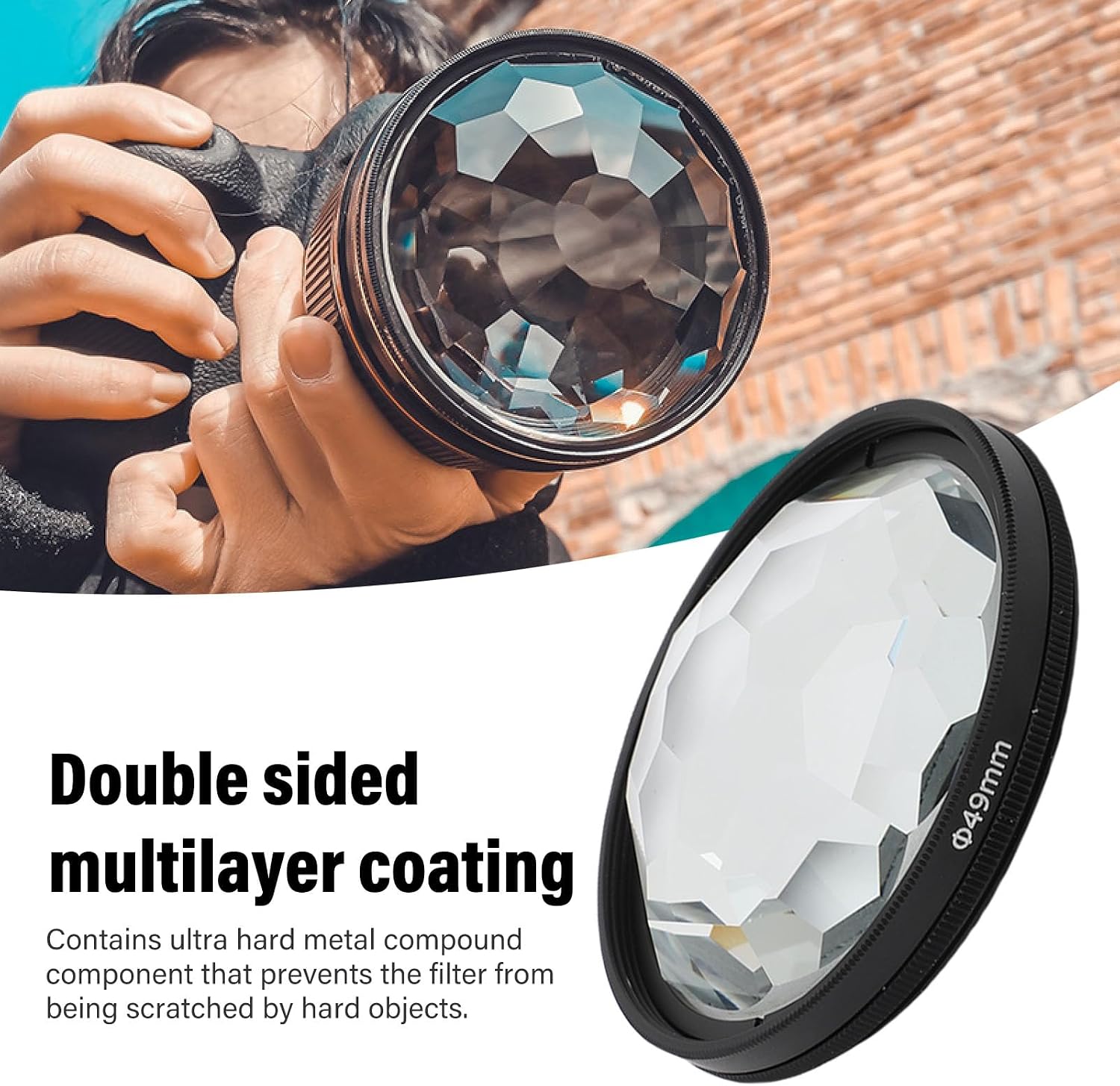 Sanpyl 49mm Kaleidoscope Prism Lens Filter Photography Prism Crystal Glass Effect Filter for DSLR Mirrorless Cameras Photography Accessories