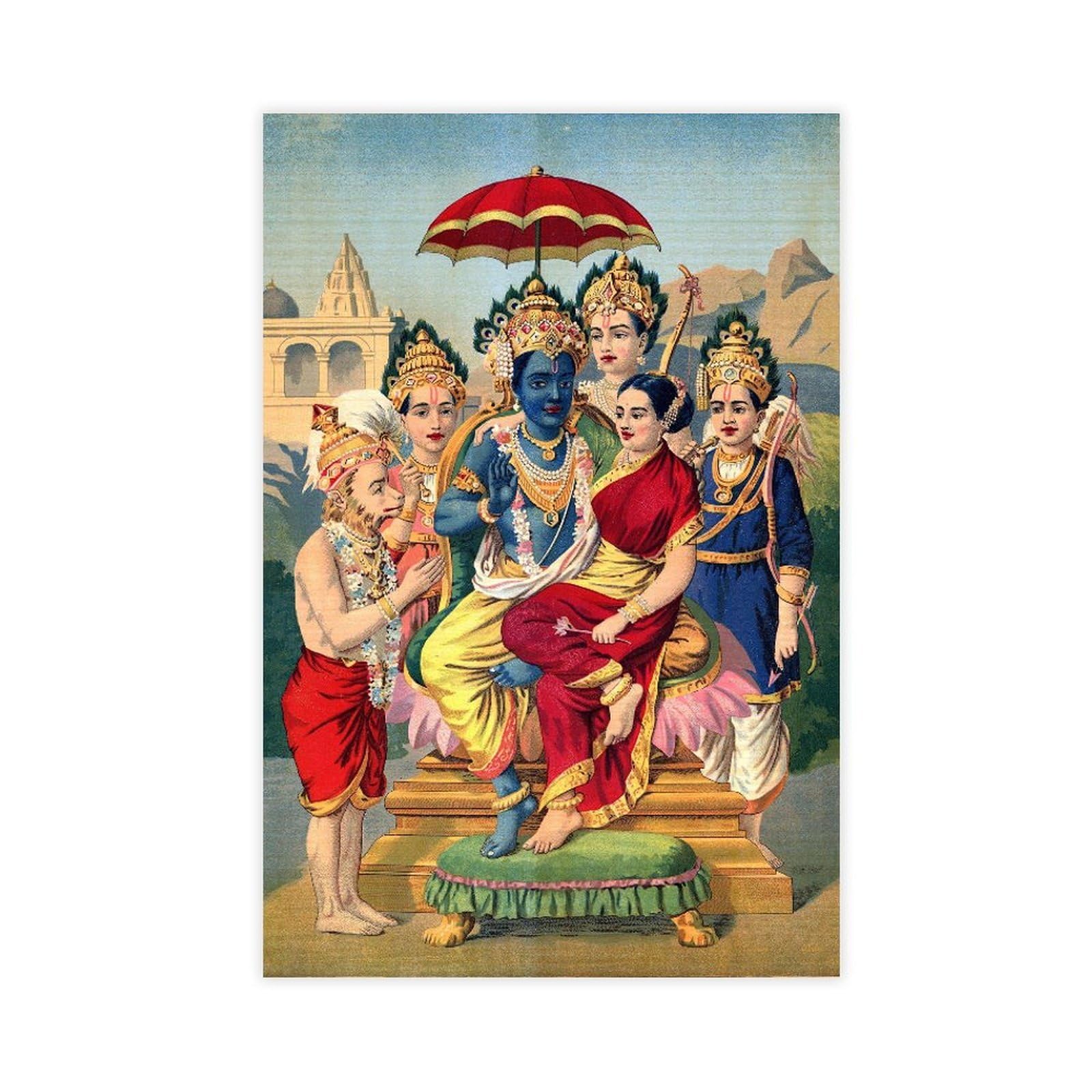 WCYB Raja Ravi Varma - Ramapanchayan Posters Prints Canvas Deco Paintings Wall Art Unframe 20" L X 30" W