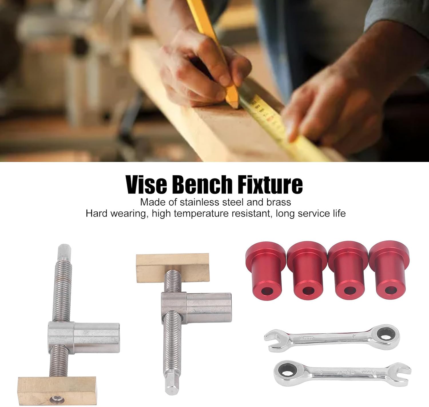 19mm Bench Dog Clamp, Stainless Steel Brass Woodworking Desktop Clip, Workbench Fast Fixed Clip for Carpenter Tool (Red)