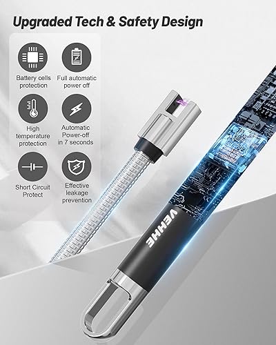 Miniatura 37 de VEHHE Encendedor USB, encendedor de velas de arco recargable con pantalla LED de batería, encendedores de cuello flexibles largos para parrilla