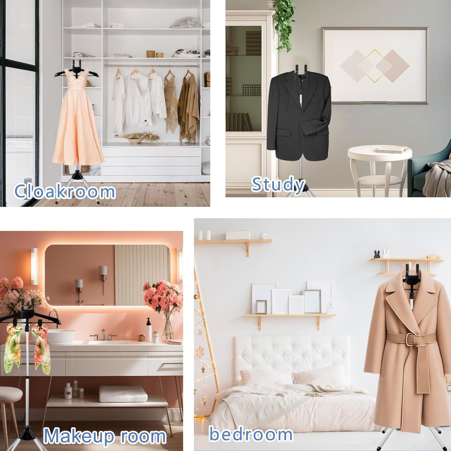 Supporto per vapore, supporto per vaporizzatore per indumenti, rack regolabile con gancio, pieghevole e portatile, per viaggi e casa (nero)