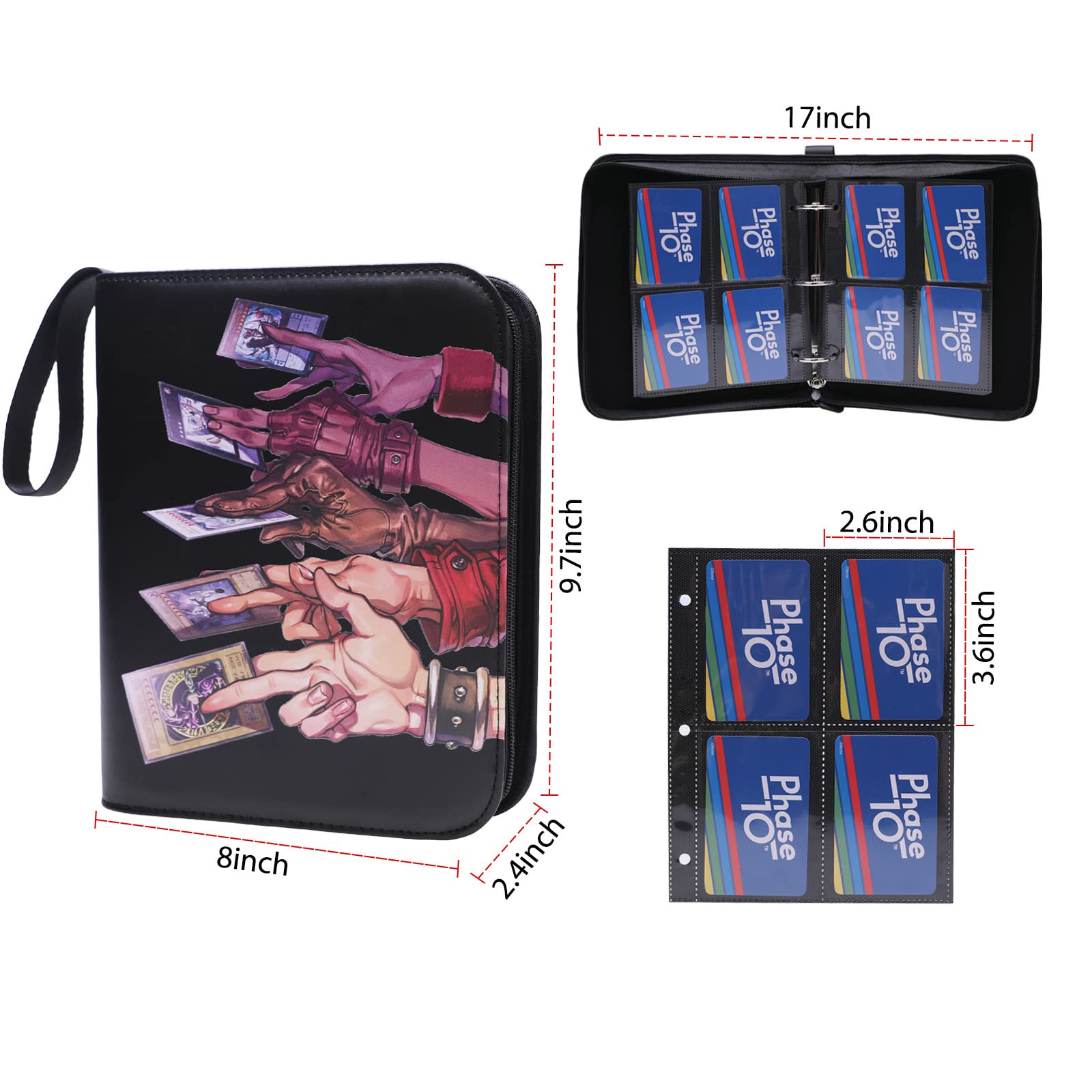 LTGEM Card Binder,4 Pocket Trading Card Binder with 50 Removable Sleeves Holds 400 Cards for MTC, TCG, Game Cards, Sports Cards, Pokemon Cards and More