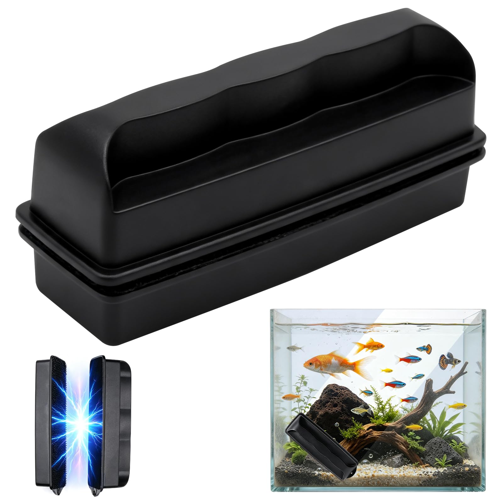 Vidoxdu Magnetic Aquarium Glass Cleaner, Algae Scrubber Brush for Fish Tank