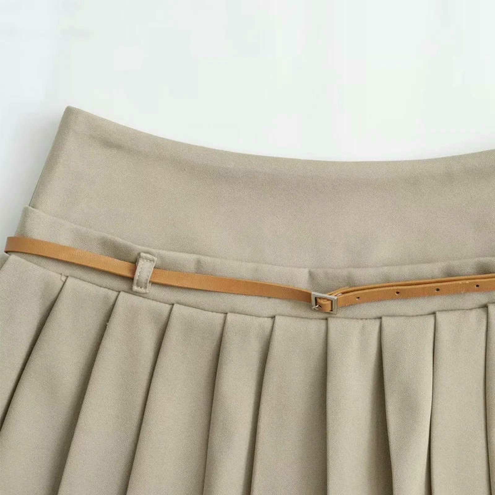 Spódnica damska, mini spódnica, z zamkiem błyskawicznym, plisowana spódnica na lato, z paskiem, modna, luźna, elegancka, do biura