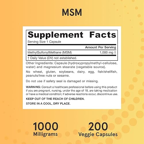 Miniatura 6 de Jarrow Formulas MSM 1000 mg - 200 cápsulas vegetales - metilsulfonilmetano - fuente importante de azufre orgánico - fortalece las articulaciones -