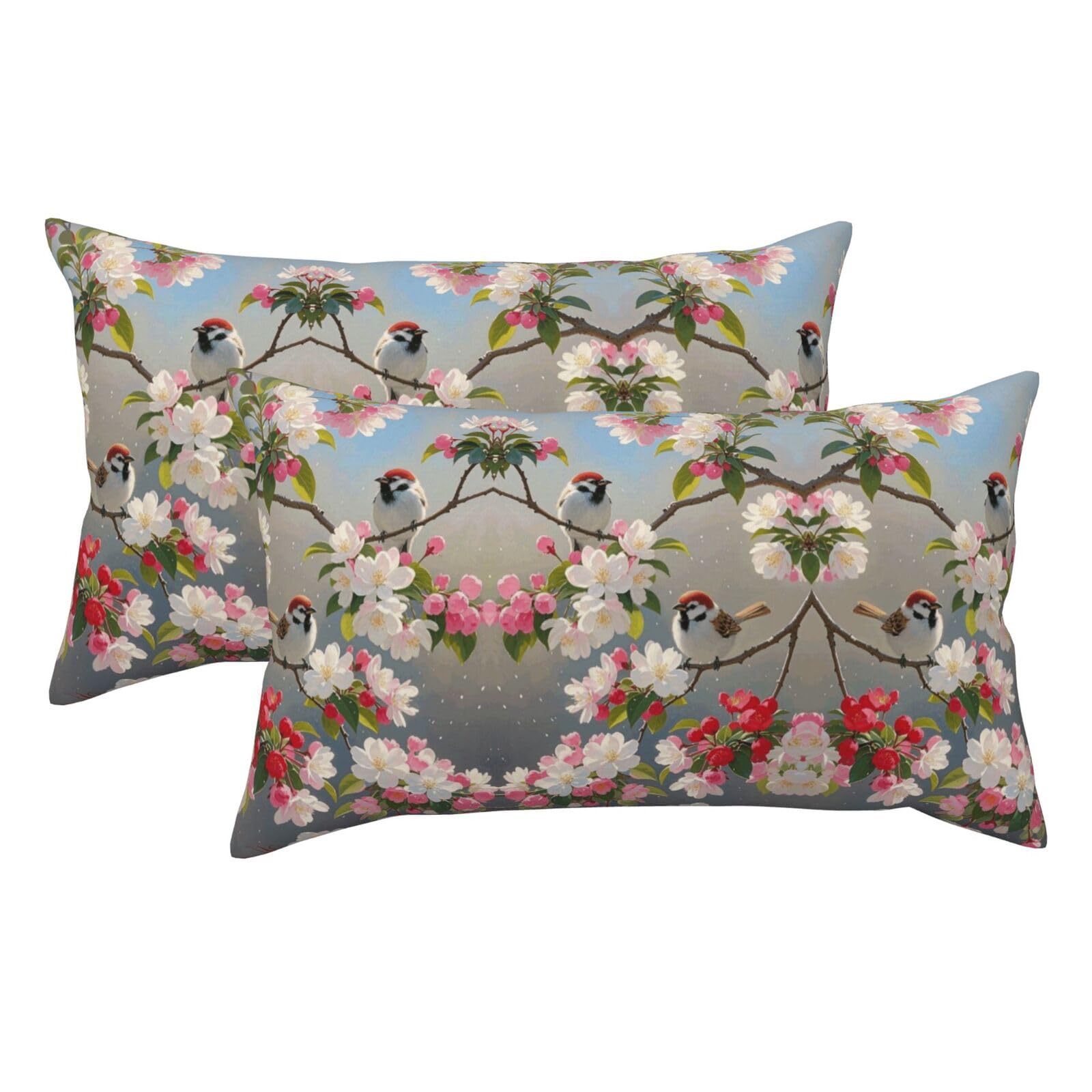 Cherry Blossom Luxury King Pillowcases Set of 2, Plush Velvet Feel Pillow Covers with Hidden Zipper, Skin & Hair Friendly, 20x36 Inches Pillow Cases for Sleeping Gift