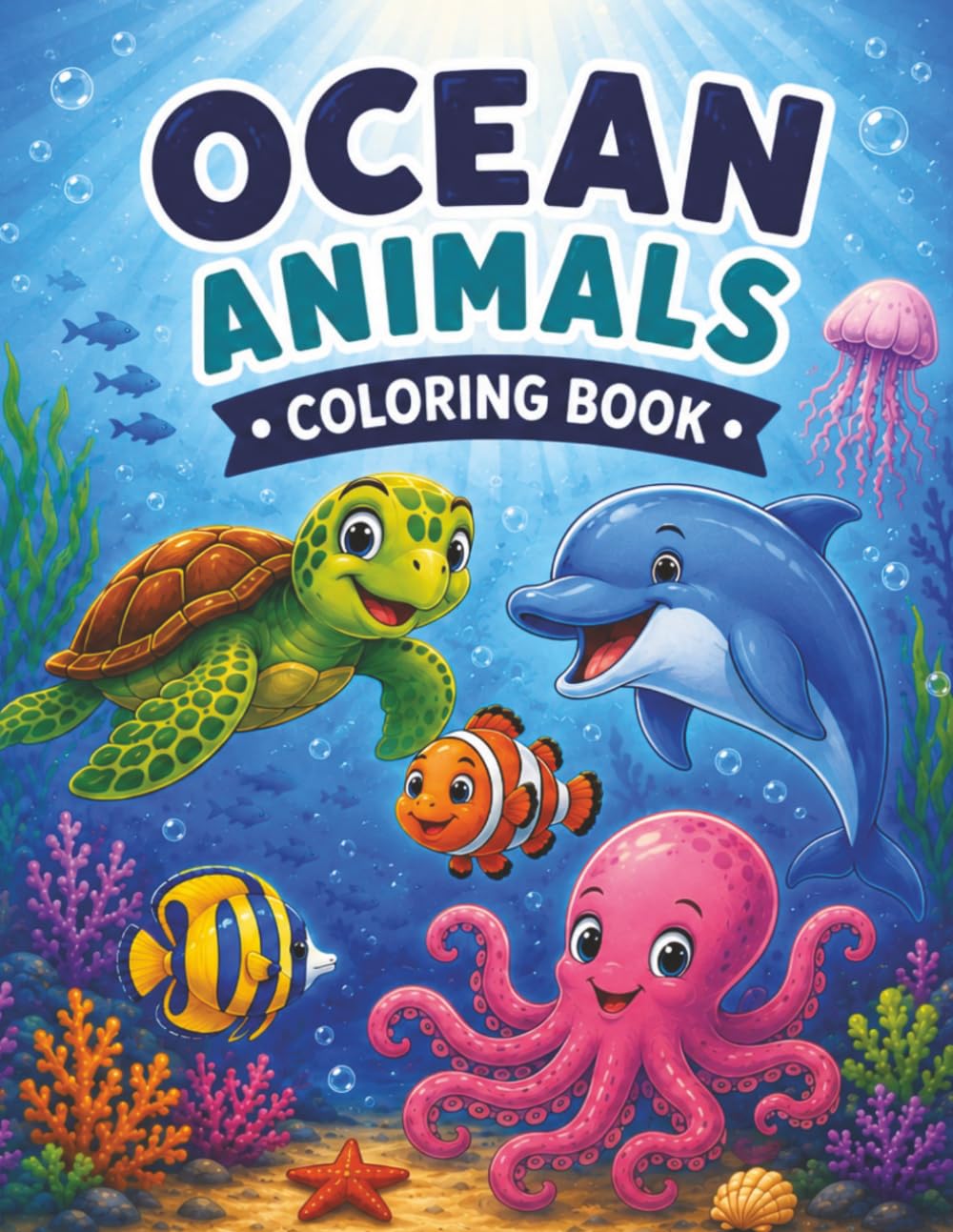 Ocean Animals Coloring Book: Fun and Relaxing Underwater Creatures for Kids Ages 4–8
