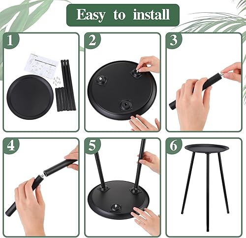 Miniatura 6 de 2 piezas de 11.6 x 20.8 pulgadas de alto, soporte de metal para plantas de interior, mesa auxiliar pequeña, mesa auxiliar redonda para maceta, sala