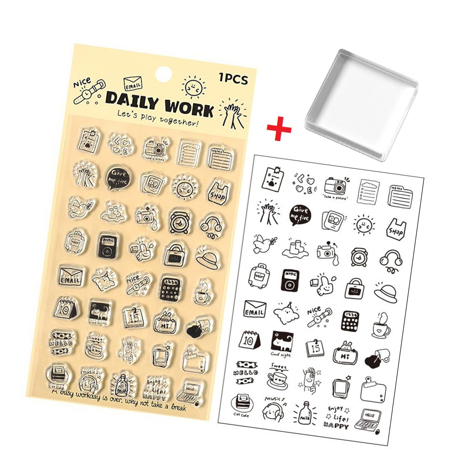 Cartoon Clear Silicone Stamper Set with Acrylic Handle Scrapbooking Decorative Stamper for Journaling and Scrapbooking Lovely Elastomer Scrapbook Postage