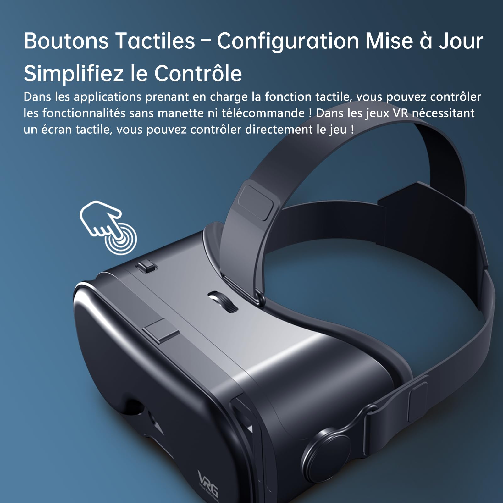Casque Réalité Virtuelle VR avec Manette, Lunettes 3D Ajustables Myopie 0-700° Anti-Lumière Bleue Compatible Android iOS 5-7" Noir