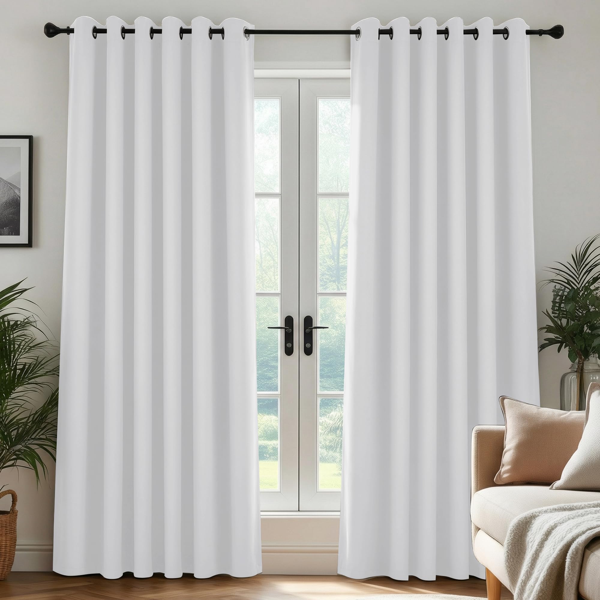 Deconovo Tende Oscuranti per Interni con Anelli – Set di 2 Tende Termiche Isolanti e Anti-Rumore, 200x210 cm (LxA), Ideali per Camera da Letto, Soggiorno e Ufficio, Grigio Perla