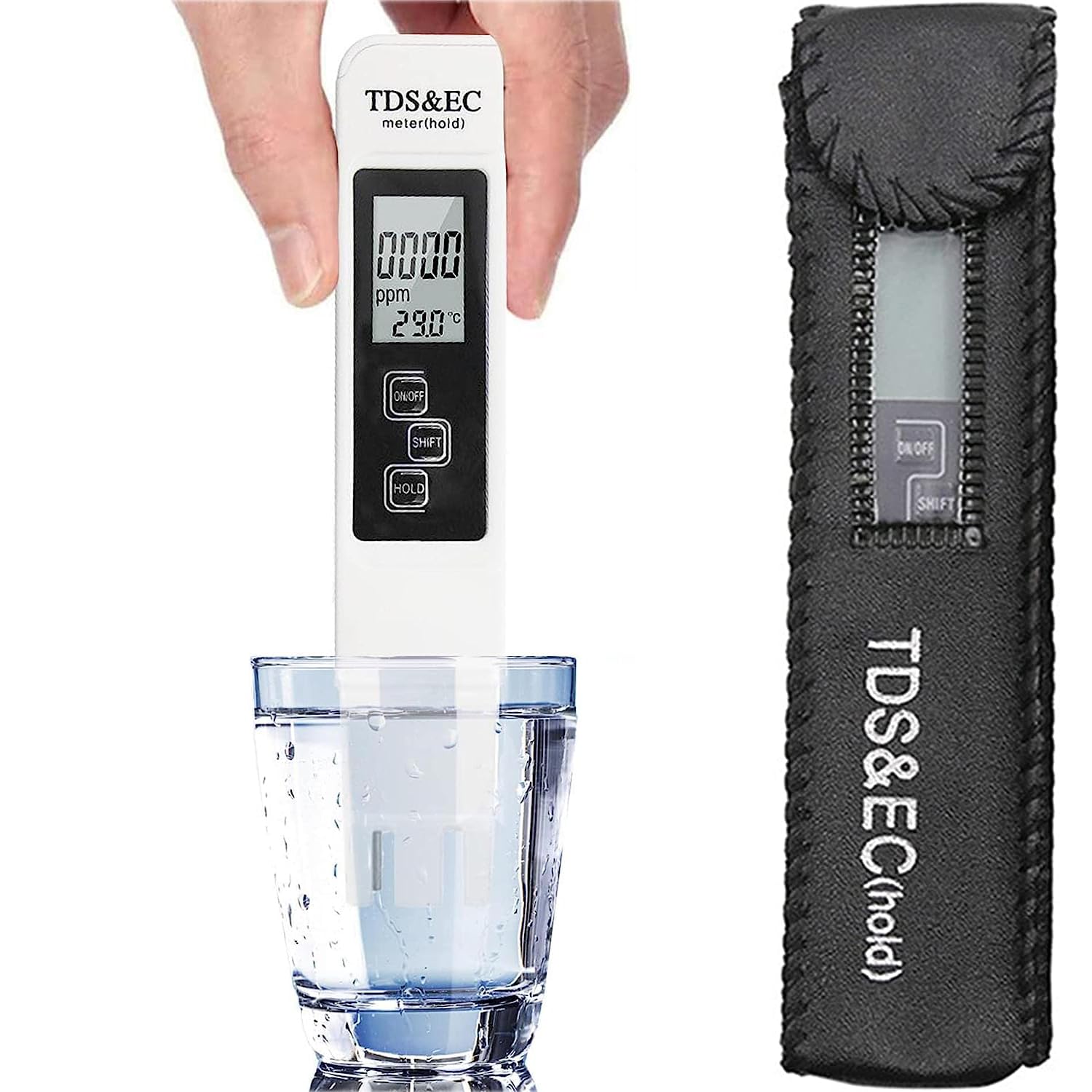 Tester digitale LCD per la qualità dell'acqua Misuratore TDS EC e Temperatura 3 in 1, Precisione di Lettura +/- 2%, 0-9990 PPM set, per Acqua Potabile/Piscina/Acquario/Piscina