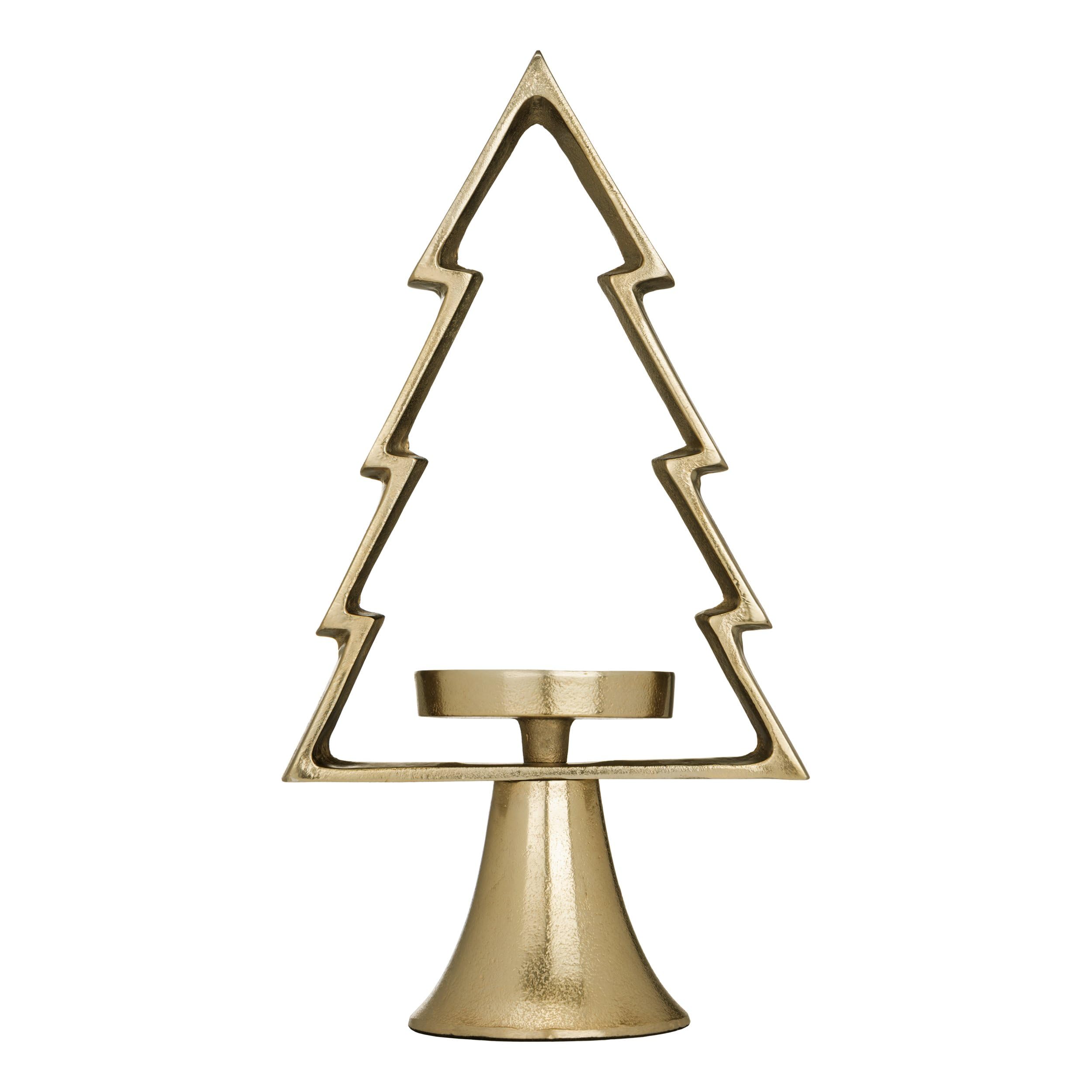 EGLO LIVING Deko Baum Mukayle, Tannenbaum mit Kerzenhalter | Weihnachtsdeko Fensterbank, Wohnzimmerdeko Weihnachten für Stumpenkerzen, Metall in Gold, H 44 cm
