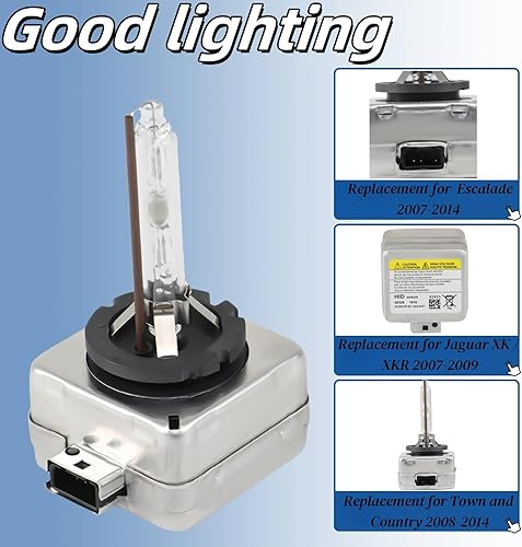 Miniatura 2 de WFLNHB Balasto de faros delanteros de xenón con encendedor y bombilla D1S 5DV 009 000-00 de repuesto para Cadillac Escalade 2007-2014 Chrysler Town